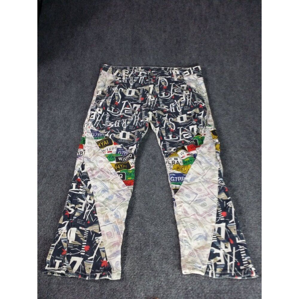 Hip Hop Slim Fit Jeans Men Sz 40 Multicolor Graffiti Art Print Streetwear‎